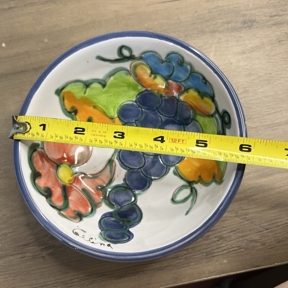 Vintage Celina Himark Hand Painted Cereal Bowl 6" Fruit Grape Portugal *READ - Picture 8 of 9